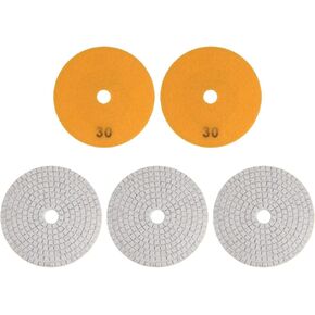 HARFINGTON 5pcs Diamond Polishing Pads 5" Grit 5000 Wet/Dry Polish Pad for Stone Concrete Marble Countertop Quartz, for Polisher Grinder
