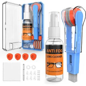 Glasses Cleaner,8 in 1 Glasses Cleaning Kit with 24H Anti Fog Eyeglass Cleaner,Glasses Cleaner Tool|Eye Glass Clean Cloths, Glasses Anti Slip with Soft Eyeglass Nose Pads & Ear Grip,Blue