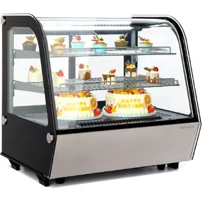 ROVSUN 4.2 Cu.Ft Refrigerator Display Case ETL NSF Certified, Commercial Countertop Display Refrigerator Refrigerated Display Case w/LED Air-cooling Auto Defrost Rear Sliding Doors for Cafe Restaurant