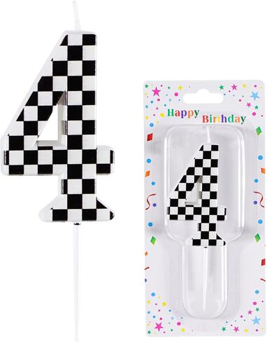 Racing Car 1st Birthday Candle, Black and White Stripes Number 1 Cake Candle Birthday Cake Topper for Racing Car 1st Birthday Party Decorations in Saudi Arabia