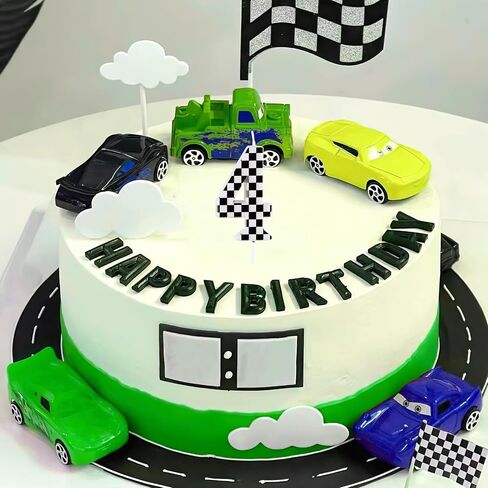 Racing Car 1st Birthday Candle, Black and White Stripes Number 1 Cake Candle Birthday Cake Topper for Racing Car 1st Birthday Party Decorations in Saudi Arabia