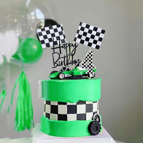 Racing Car 1st Birthday Candle, Black and White Stripes Number 1 Cake Candle Birthday Cake Topper for Racing Car 1st Birthday Party Decorations in Saudi Arabia