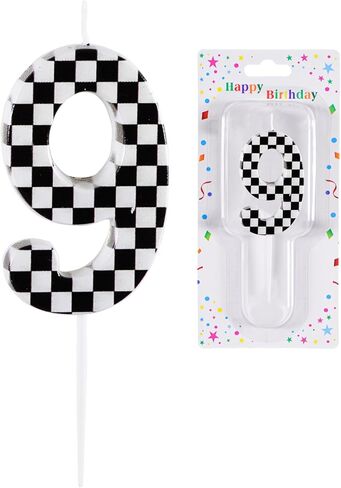 Racing Car 1st Birthday Candle, Black and White Stripes Number 1 Cake Candle Birthday Cake Topper for Racing Car 1st Birthday Party Decorations in Saudi Arabia