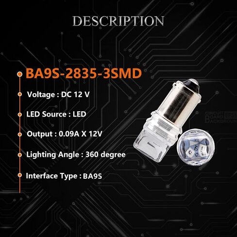 EverBright BA9S 1895 Led Bulb,53 57 T4W 64111 BA9 Bayonet LED Interior Exterior Light For Car Map Dome Trunk Width Light 2835 3SMD 12V,Red (Pack of 10) in Saudi Arabia