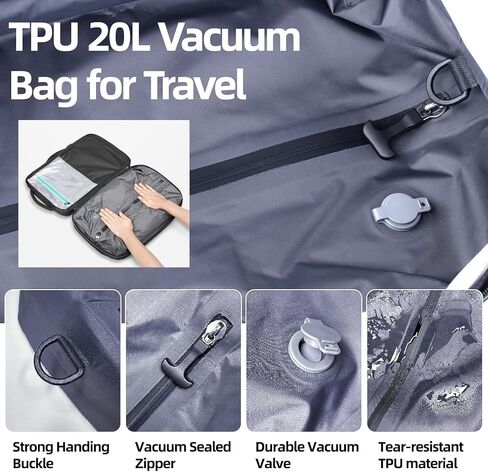 Vacuum Backpack Travel with Pump, Vacpack Expandable Air Compression Backpack Carry on Laptop Backpack in Saudi Arabia