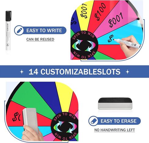 24 Inch Prize Wheel Spinner with Stand, 14 Slots Color Spinning Wheel for Prizes, Fortune Wheel Spinner for Trade Shows, Carnivals, Home Games in Saudi Arabia