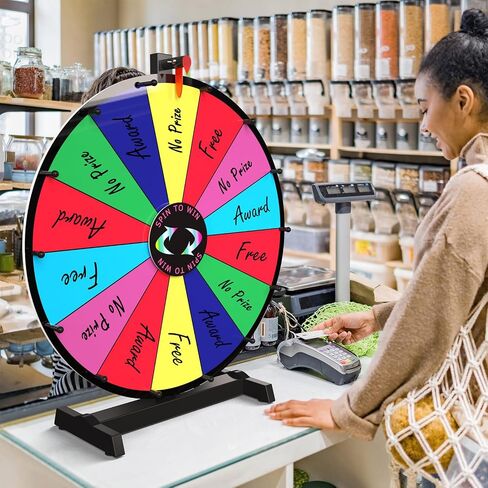 24 Inch Prize Wheel Spinner with Stand, 14 Slots Color Spinning Wheel for Prizes, Fortune Wheel Spinner for Trade Shows, Carnivals, Home Games in Saudi Arabia