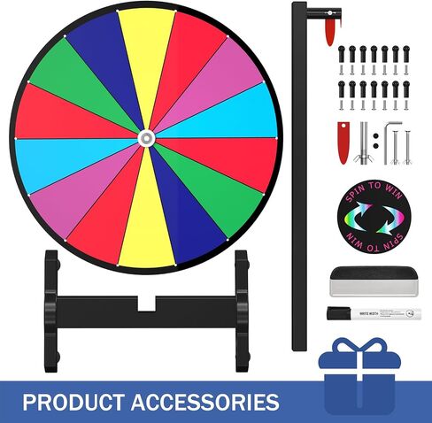 24 Inch Prize Wheel Spinner with Stand, 14 Slots Color Spinning Wheel for Prizes, Fortune Wheel Spinner for Trade Shows, Carnivals, Home Games in Saudi Arabia