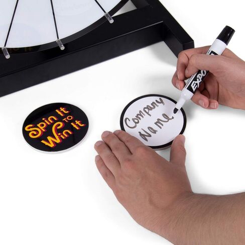 Brybelly Spin it to Win It Award Wheel، 15 بوصة | 14 فتحة مسح جافة فارغة، زر مسح جاف قابل للتخصيص، سرعة دوران قابلة للتعديل | عجلات جائزة الطاولة للعروض التجارية، والألعاب المكتبية، والحفلات in Kuwait