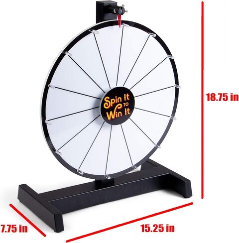 Brybelly Spin it to Win It Award Wheel، 15 بوصة | 14 فتحة مسح جافة فارغة، زر مسح جاف قابل للتخصيص، سرعة دوران قابلة للتعديل | عجلات جائزة الطاولة للعروض التجارية، والألعاب المكتبية، والحفلات in Kuwait