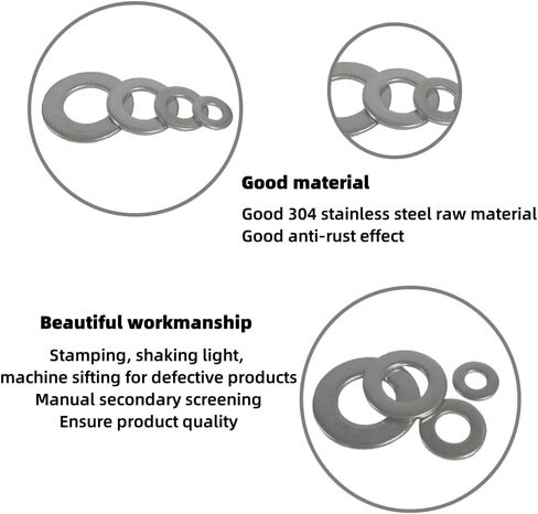 500 Pieces Nylon Flat Washer Assortment Set, Nylon Flat Washers for Screws Bolts,8 Sizes - M2, M2.5, M3, M4, M5, M6, M8, M10 (White) in Saudi Arabia
