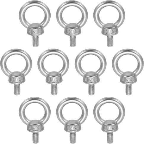 MECCANIXITY Lifting Shoulder Eye Bolt M6 x 12 mm, 304 Stainless Steel Ring Shape Male Thread Eyebolt for Engineering Port Marine Hammocks Hanging Pack of 10 in Saudi Arabia