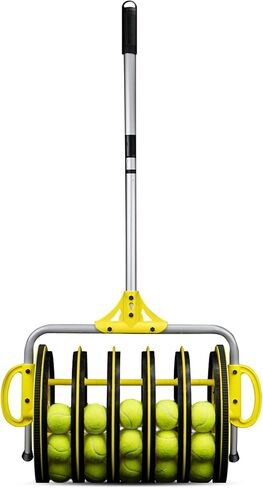 سلة تجميع كرات التنس 2 في 1 + 25 كرة - أوتوماتيكية بسعة 50 كرة - معدات رياضية كبيرة للمضارب - الجزء العلوي للمنتقي الداخلي/الخارجي وعربة حامل بعجلات in Kuwait