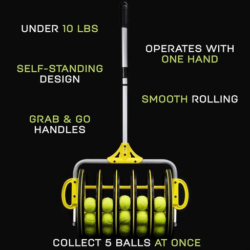 سلة تجميع كرات التنس 2 في 1 + 25 كرة - أوتوماتيكية بسعة 50 كرة - معدات رياضية كبيرة للمضارب - الجزء العلوي للمنتقي الداخلي/الخارجي وعربة حامل بعجلات in Kuwait