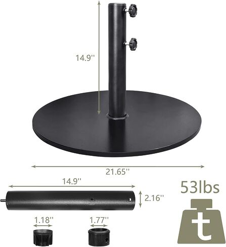 EliteShade USA ما يصل إلى 140 رطلًا من قاعدة المظلة المستديرة المصنوعة من الفولاذ وحامل مظلة للسوق في الهواء الطلق شديد التحمل، حقيبة رمل مستديرة الوزن إضافية مقاس 18 بوصة (الرمال غير متضمنة)، بني محمر in Kuwait