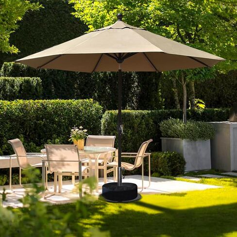 EliteShade USA ما يصل إلى 140 رطلًا من قاعدة المظلة المستديرة المصنوعة من الفولاذ وحامل مظلة للسوق في الهواء الطلق شديد التحمل، حقيبة رمل مستديرة الوزن إضافية مقاس 18 بوصة (الرمال غير متضمنة)، بني محمر in Kuwait