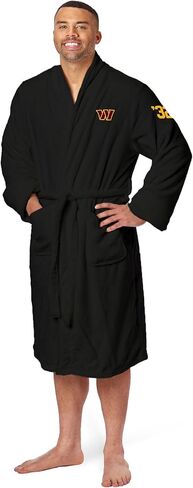 رداء حمام رجالي من Northwest The Company Official NFL Washington Commanders بملمس حريري مقاس L/XL مع رقم، أسود، 66 سم × 47 سم in Saudi Arabia