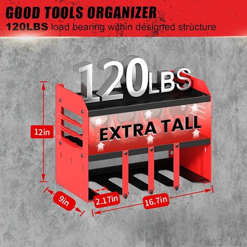 Power Tool Organizer Wall Mount: Heavy Duty Storage Organization Stand Cordless -3 Layers Garage Organizer with Drill Holder -Metal Steel Utility Rack Hooks Screwdriver -Anniversary Gifts for Men in Saudi Arabia