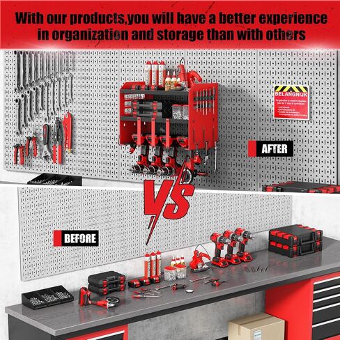 Power Tool Organizer Wall Mount: Heavy Duty Storage Organization Stand Cordless -3 Layers Garage Organizer with Drill Holder -Metal Steel Utility Rack Hooks Screwdriver -Anniversary Gifts for Men in Saudi Arabia