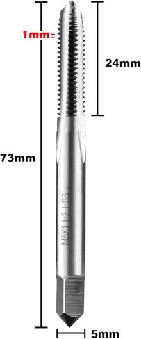 Metric Machine Tap,2pcs M5 x 0.8mm HSS 6542 Straight Flutes Screw Tapping Threading Machinist Repair DIY Tool in Kuwait