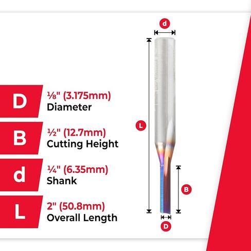 أداة Amana Tool 43500-K SC Spektra Extreme Tool مغلفة بالحياة قطع بلاستيك مفرد O الناي 1/8 D x 1/2 CH x 1/4 SHK x 2 بوصة لقمة توجيه طويلة in Saudi Arabia