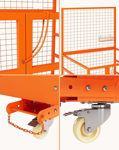 قفص أمان للرافعة الشوكية مع عجلات، منصة عمل للرافعة الشوكية مقاس 45 × 43 بوصة مع حزام أمان وعجلات، سعة 1400 رطل، سلة رفع قابلة للطي لشخصين in Kuwait