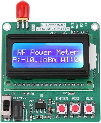 شاشة الكريستال السائل المصغرة الرقمية RF الطاقة واط متر وحدة مراقبة الطاقة-75 ~ 16 ديسيبل 1-600 ميجا هرتز تعويض الإضاءة الخلفية التلقائي in Kuwait