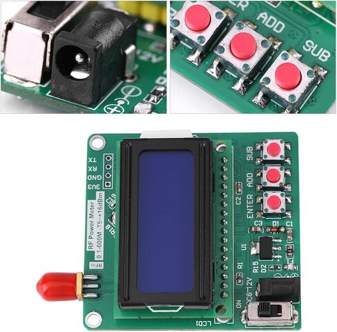 شاشة الكريستال السائل المصغرة الرقمية RF الطاقة واط متر وحدة مراقبة الطاقة-75 ~ 16 ديسيبل 1-600 ميجا هرتز تعويض الإضاءة الخلفية التلقائي in Kuwait