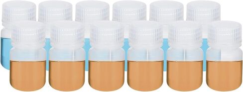 PATIKIL 12Pcs 10ml Reagent Bottles, PP Wide Mouth Round Bottles with Screw Cap for Lab Water Reagent Liquids Solid Sample Storage Seal, Brown in Saudi Arabia