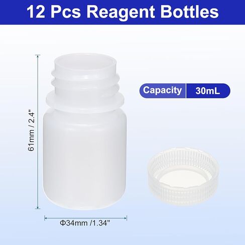 PATIKIL 12Pcs 10ml Reagent Bottles, PP Wide Mouth Round Bottles with Screw Cap for Lab Water Reagent Liquids Solid Sample Storage Seal, Brown in Saudi Arabia