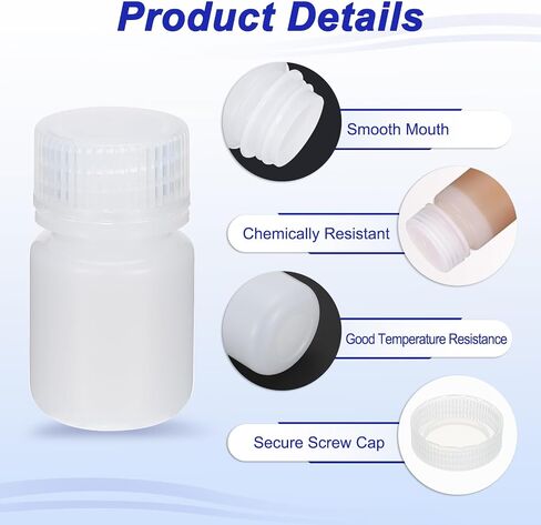 PATIKIL 12Pcs 10ml Reagent Bottles, PP Wide Mouth Round Bottles with Screw Cap for Lab Water Reagent Liquids Solid Sample Storage Seal, Brown in Saudi Arabia