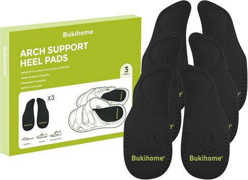 Bukihome Arch Support Shoe Insoles for Flat Feet,3 Pairs Gel Arch Inserts for Plantar Fasciitis, Adhesive Arch Pad for Relieve Pressure and Feet Pain (L, Transparent Color) in Saudi Arabia