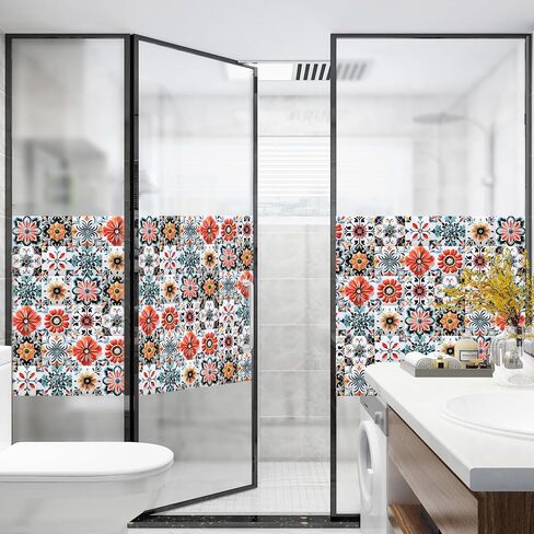 30PCS 4x4 inch Removable 3D Tile Stickers DIY Square Colorful Floral Pattern Tile Stickers Vinyl Self Adhesive Wall Tiles Decor for Bathroom Kitchen Living Room Stairs Backsplash (B) in Kuwait