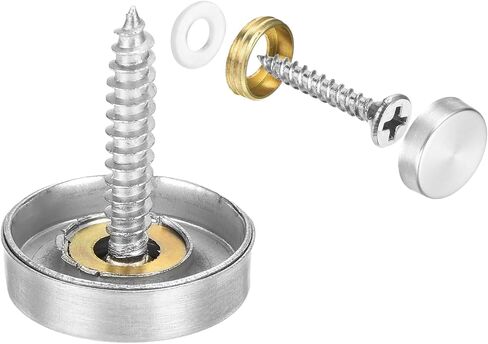 uxcell 12 Pcs Screw Covers Caps, Stainless Steel Mirror Screws Decorative Caps Cover Nails, Mirror Screws Fasteners for Sign Advertising Hardware Construction, 18mm Diameter, Silver in Saudi Arabia