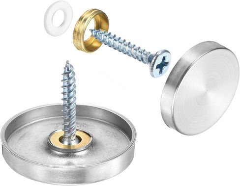 uxcell 12 Pcs Screw Covers Caps, 304 Stainless Steel Mirror Screws Decorative Caps Cover Nails, Mirror Screws Fasteners for Sign Advertising Hardware Construction, 30mm Diameter, Silver in Saudi Arabia