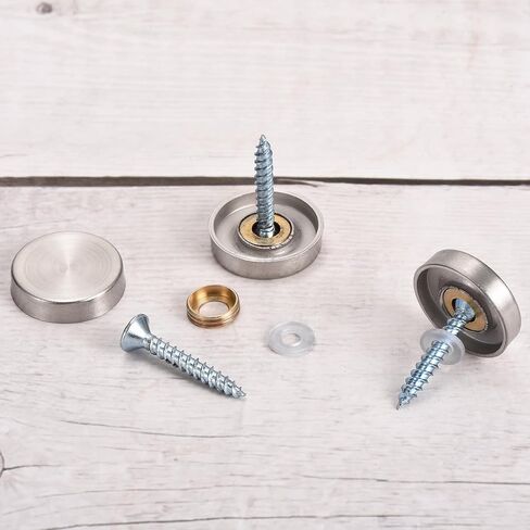 uxcell 12 Pcs Screw Covers Caps, 304 Stainless Steel Mirror Screws Decorative Caps Cover Nails, Mirror Screws Fasteners for Sign Advertising Hardware Construction, 30mm Diameter, Silver in Saudi Arabia