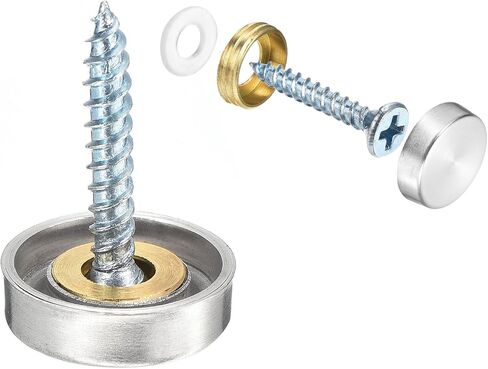 uxcell 12 Pcs Screw Covers Caps, 304 Stainless Steel Mirror Screws Decorative Caps Cover Nails, Mirror Screws Fasteners for Sign Advertising Hardware Construction, 30mm Diameter, Silver in Saudi Arabia