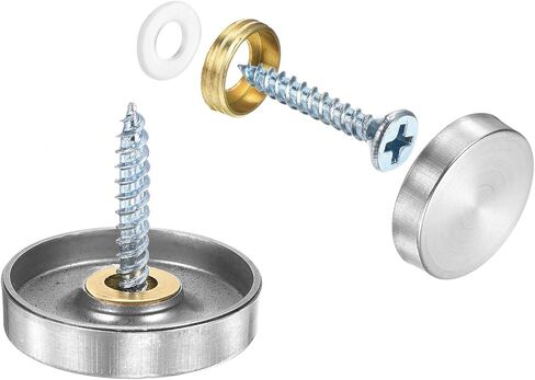 uxcell 12 Pcs Screw Covers Caps, Stainless Steel Mirror Screws Decorative Caps Cover Nails, Mirror Screws Fasteners for Sign Advertising Hardware Construction, 18mm Diameter, Silver in Saudi Arabia