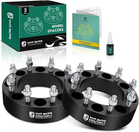 YHTAUTO 8x170mm Wheel Spacers 2 inch Fits Ford F-250 F-350 2003-2009, F-250 F-350 Super Duty 2003-2022, Excursion Tire Spacers w/ M14x1.5 & 12.9 Grade Studs, 130mm Hub Bore 8 Lug 4PCS Black Adapters in Saudi Arabia