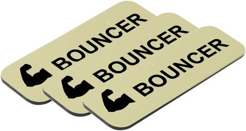 Bouncer (Bicep) 1 x 3" Name Tag/Badge, Black, (3 Pack) in Saudi Arabia
