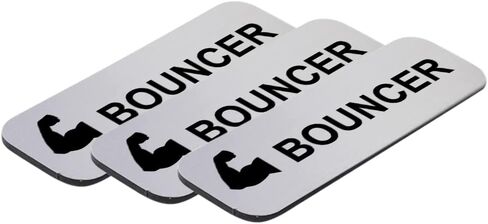 Bouncer (Bicep) 1 x 3" Name Tag/Badge, Black, (3 Pack) in Saudi Arabia