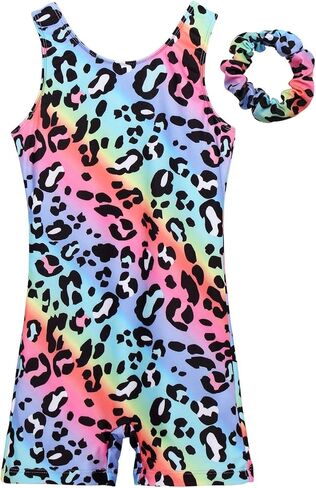 JESKIDS Leotards for Girls Gymnastics with Shorts Dance Biketards Tumbling Matching Hair Scrunchie 3~15 Years in Kuwait