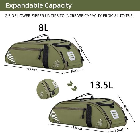 Rear Bike Rack Bag Waterproof Bike Bags with Reflector, Rain Cover & Shoulder Strap for Commuter Travel Outdoor (Green) in Saudi Arabia
