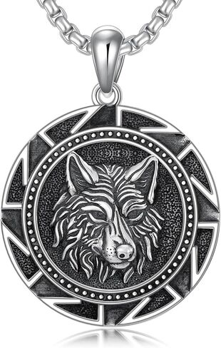 Wolf Necklace 925 Sterling Silver Wolf Pendant for Men in Saudi Arabia