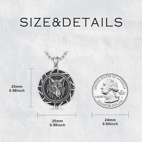 Wolf Necklace 925 Sterling Silver Wolf Pendant for Men in Saudi Arabia