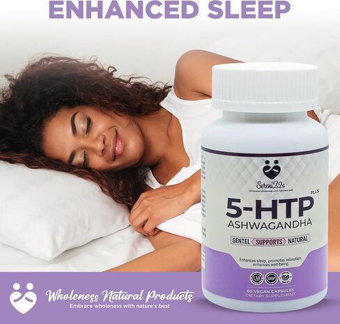 5-HTP Plus كبسولات أشواغاندا - مكمل غذائي طبيعي للرجال والنساء - مع 5-HTP هيدروكسيتريبتوفان، فيتامين ب6، ب3 - يعزز الاسترخاء، والنوم العميق، والمزاج الإيجابي - 60 كبسولة نباتية in Saudi Arabia
