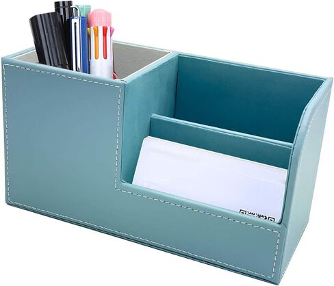 Leather Multi-Function Desk Stationery Organizer Storage Box Pen/Pencil, Cell Phone, Business Name Cards, desk organizers (Black) in Saudi Arabia