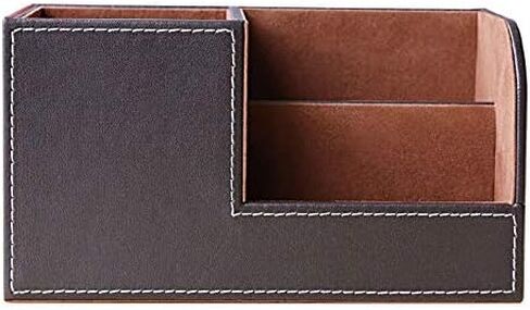 Leather Multi-Function Desk Stationery Organizer Storage Box Pen/Pencil, Cell Phone, Business Name Cards, desk organizers (Black) in Saudi Arabia