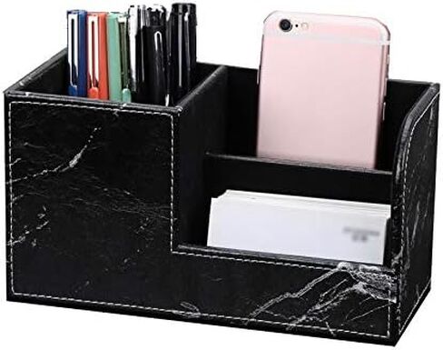 Leather Multi-Function Desk Stationery Organizer Storage Box Pen/Pencil, Cell Phone, Business Name Cards, desk organizers (Black) in Saudi Arabia