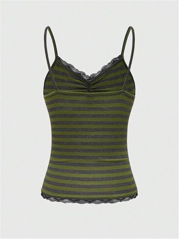 SOLY HUX Women's Y2k Tank Tops Striped Lace Trim Cami Tops Summer V Neck Fitted Camisole Shirts in Saudi Arabia